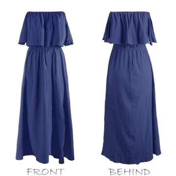 Stylish CUPSHE A Line Off the Shoulder Navy Dress