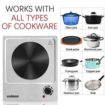 CUSIMAX 1500W Electric Hot Plate: Compact & Efficient Cooking Solution