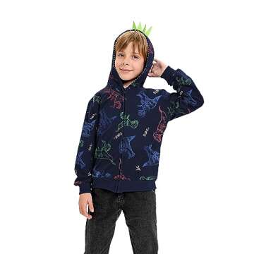 Baby Boys Zip Up Hoodie Toddler Boys Jacket Dinosaur Pullover Winter Long Sleeve Hooded Sweatshirt C...