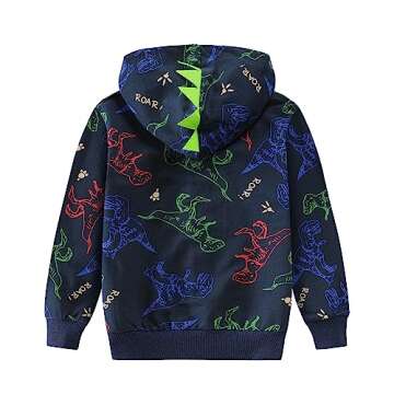 Baby Boys Zip Up Hoodie Toddler Boys Jacket Dinosaur Pullover Winter Long Sleeve Hooded Sweatshirt Casual Tops Kids Fall Coat Outfit Size 4T