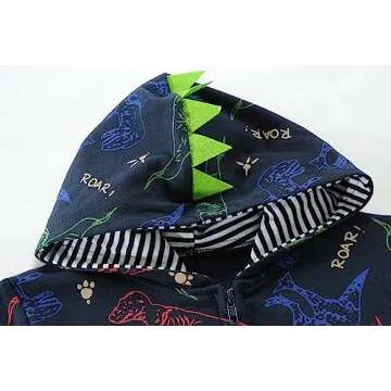Baby Boys Zip Up Hoodie Toddler Boys Jacket Dinosaur Pullover Winter Long Sleeve Hooded Sweatshirt Casual Tops Kids Fall Coat Outfit Size 4T