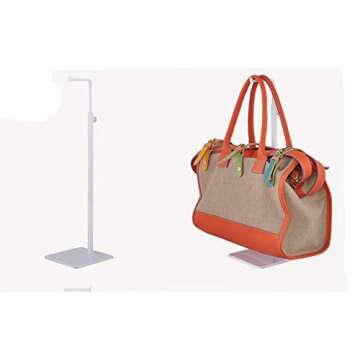 B&NN Adjustable Metal Handbag Rack Tabletop Handbag Purse Display Stand Single Hook Bag Stand Holder (White)