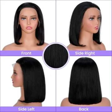 Bob Wig Human Hair 13X4 Lace Front Wigs Human Hair 150% Density Short Straight Frontal Bob Wig HD Transparent Lace Frontal wigs Pre Plucked for Women Glueless Wigs With Baby Hair Natural black 10 Inch