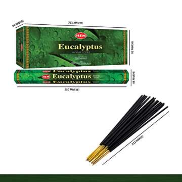 Hem Eucalyptus for Cleansing & Relaxing Incense Sticks - Pack of 6 (20 Sticks Each)