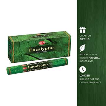 Hem Eucalyptus for Cleansing & Relaxing Incense Sticks - Pack of 6 (20 Sticks Each)