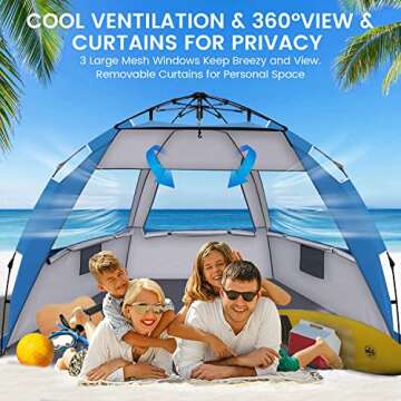 Calanofin Beach Tent 6 Person Portable Easy Setup