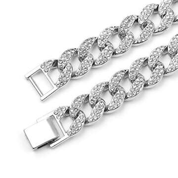 rongji jewelry Cuban Link Necklace for Men - Hip Hop Necklace Iced Out with Bling Rhinestones, Fashi...
