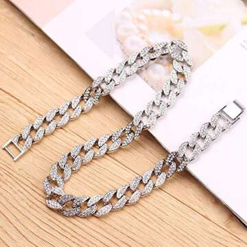 rongji jewelry Cuban Link Necklace for Men - Hip Hop Necklace Iced Out with Bling Rhinestones, Fashion Accessory for Hip Hop Lovers