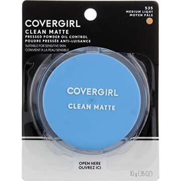 COVERGIRL Clean Matte Pressed Powder Medium Light - Flawless, Lightweight Finish
