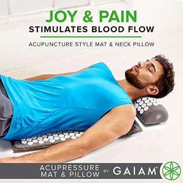 Gaiam Acupressure Mat and Pillow Set, Acupuncture Style Massage Mat & Pillow, Relief for Sciatic Nerve, Muscle Tension, Fibromyalgia, Neck, Shoulder & Back Pain, Migraine & Headaches and Insomnia Grey