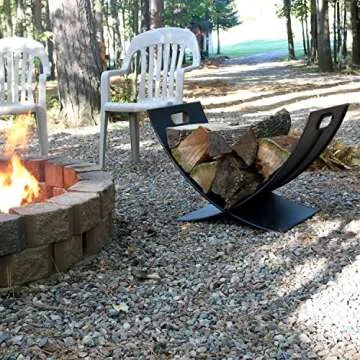 Sunnydaze 30-Inch Outdoor Firewood Log Rack - Heavy-Duty Black Powder Coated Steel Construction