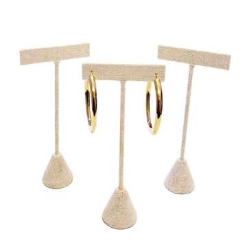 FlanicaUSA T- Shape Style Earring Display 5.75" H - Pack of 3 (Linen)