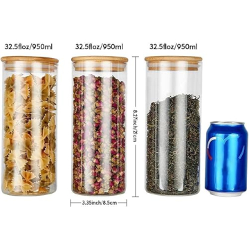 Glass Storage Jars Set with Bamboo Lids for Kitchen Use