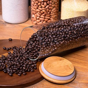 Glass Storage Jars Set with Bamboo Lids for Kitchen Use