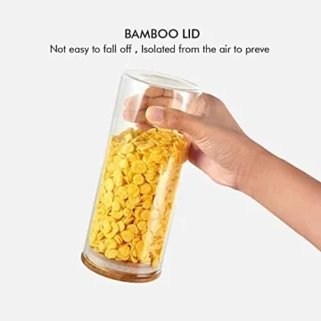 Glass Storage Jars Set with Bamboo Lids for Kitchen Use