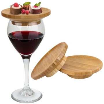 BambooMN Dual Use Bamboo Coasters/Wine Glass Topper, 4" - Vertical Cut - Round - 10 Piece Set