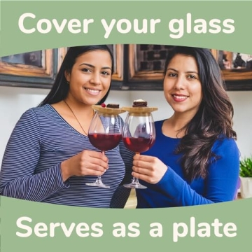 BambooMN 10-Piece Dual Use Coaster & Wine Glass Topper