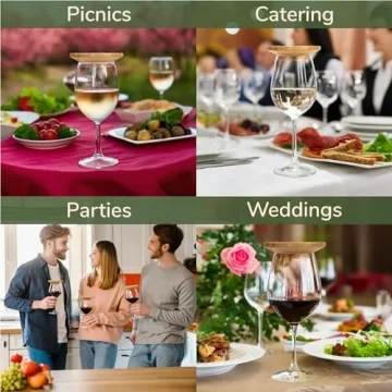 BambooMN 10-Piece Dual Use Coaster & Wine Glass Topper