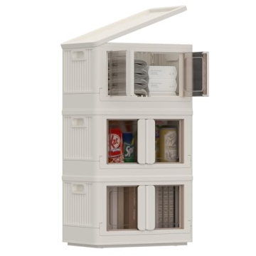 FLEXIMOUNTS Stackable Storage Bins With Lids, 110 QT-3 pack Closet Organizers and Storage with Doors...