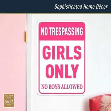 Girls Only Sign - No Boys Allowed Room Decor for Girls