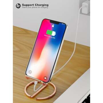 XUNICUTE Cell Phone Stand, 2 Pack Phone Stand for Desk, Office Portable Cute Cell Phone Holder, Compatible with All Mobile Phone, iPhone, iPad, Switch, Tablet 4-6.5'' Desk Accessories (Rose Gold)