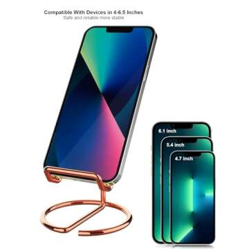 XUNICUTE Cell Phone Stand, 2 Pack Phone Stand for Desk, Office Portable Cute Cell Phone Holder, Compatible with All Mobile Phone, iPhone, iPad, Switch, Tablet 4-6.5'' Desk Accessories (Rose Gold)