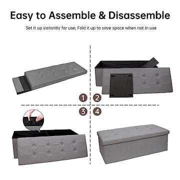 GLAXYFUR 43.3 inch Folding Storage Ottoman Bench - Durable & Stylish