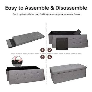 GLAXYFUR 43.3 inch Folding Storage Ottoman Bench - Durable & Stylish