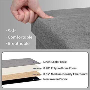 GLAXYFUR 43.3 inch Folding Storage Ottoman Bench - Durable & Stylish