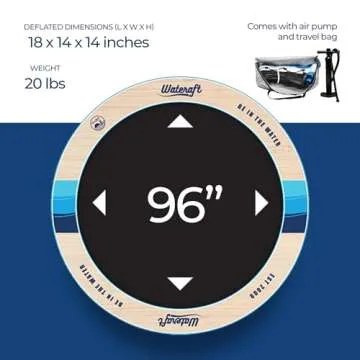 Wateraft 8 ft x 8 ft Inflatable Round Floating Dock, Water Raft, Pad & Boat Docking Station for Lake, Pool, Beach & Ocean, w/ D-rings, Multicolor