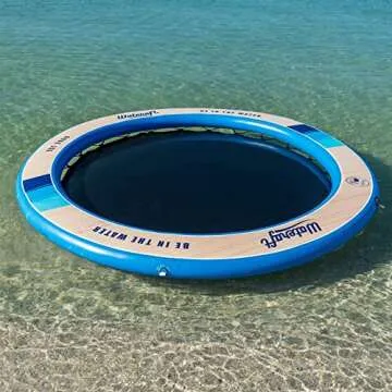 Wateraft 8 ft x 8 ft Inflatable Round Floating Dock, Water Raft, Pad & Boat Docking Station for Lake, Pool, Beach & Ocean, w/ D-rings, Multicolor