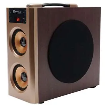 Rockville RHB70 Home Theater Compact Powered Speaker System w Bluetooth/USB/FM, Cherry Wood