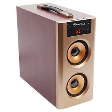Rockville RHB70 Home Theater Compact Powered Speaker System w Bluetooth/USB/FM, Cherry Wood