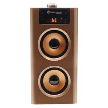 Rockville RHB70 Home Theater Compact Powered Speaker System w Bluetooth/USB/FM, Cherry Wood
