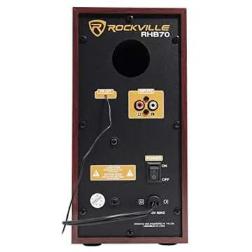 Rockville RHB70 Home Theater Compact Powered Speaker System w Bluetooth/USB/FM, Cherry Wood