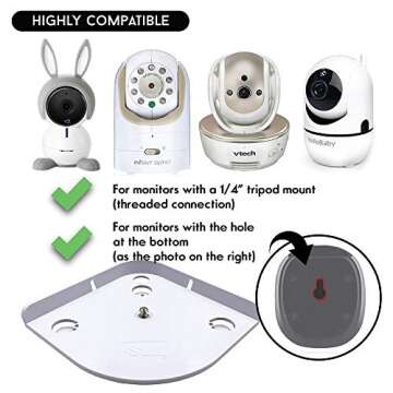 Baby Monitor Shelf Mount for Hello Baby Corner Camera Shelf Compatible with Infant Optics DXR-8 DXR-5 Arlo Baby Babysense 7 Motorola - Universal Wall Mounts Crib Cam Holder for Infants Video