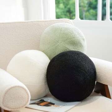 Uvvyui Black Ball Pillow: Soft Round Throw Pillows