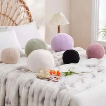 Uvvyui Black Ball Pillow: Soft Round Throw Pillows