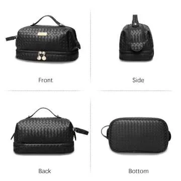 Cfocto PU Leather Makeup Bags for Travel - Black