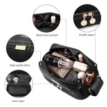 Cfocto PU Leather Makeup Bags for Travel - Black