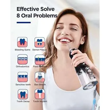 Elifloss Water Dental flosser Oral Irrigator with 4 Modes, 7 Tips, Adjustable Intensity IPX7 Waterpr...