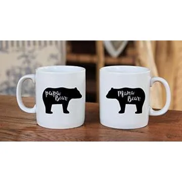 AW Fashions Mama Bear, Papa Bear Couples Mug - Funny Couple Mug - (2) 11OZ Coffee Mug - Funny Mug Set - Mugs For boyfriend and Girlfriend and Husband and wife