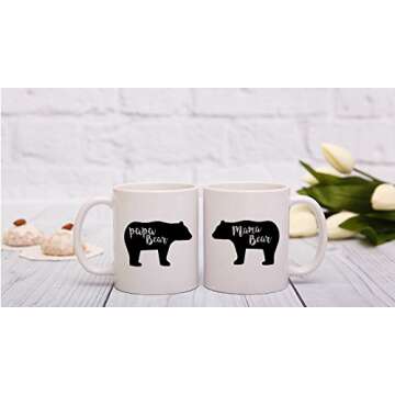 AW Fashions Mama Bear, Papa Bear Couples Mug - Funny Couple Mug - (2) 11OZ Coffee Mug - Funny Mug Set - Mugs For boyfriend and Girlfriend and Husband and wife