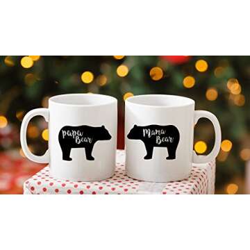 AW Fashions Mama Bear, Papa Bear Couples Mug - Funny Couple Mug - (2) 11OZ Coffee Mug - Funny Mug Set - Mugs For boyfriend and Girlfriend and Husband and wife