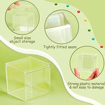 Blulu 8 Pieces Clear Acrylic Plastic Jewelry Box Mini Storage Box Mini Cube Containers with Lids for Candy Pill and Tiny Jewelry(Square,2.2 x 2.2 x 2.2 Inch)