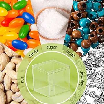 Blulu 8 Pieces Clear Acrylic Plastic Jewelry Box Mini Storage Box Mini Cube Containers with Lids for Candy Pill and Tiny Jewelry(Square,2.2 x 2.2 x 2.2 Inch)