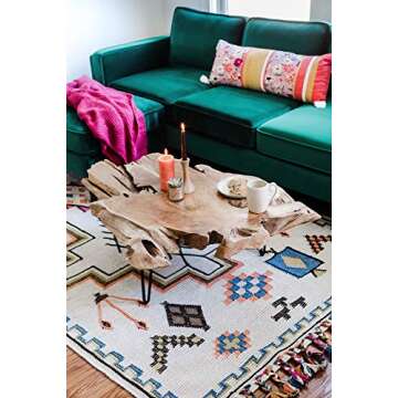 Edloe Finch Live Edge Coffee Table Hairpin Steel Legs, Natural Teak