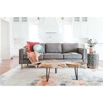 Edloe Finch Live Edge Coffee Table Hairpin Steel Legs, Natural Teak