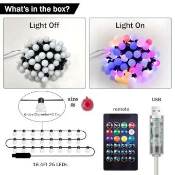 Smart 16.4Ft RGB Globe String Lights with App Control