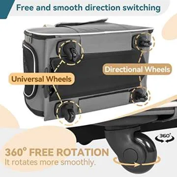 Petsfit Pet Carrier with Removable Wheels for Travel